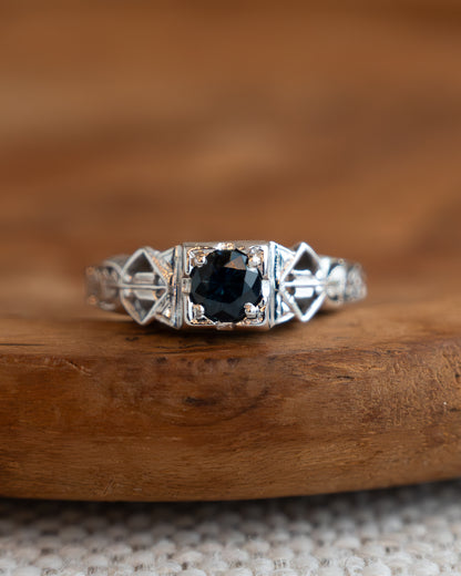 .65 Antique Deco Sapphire Engagement Ring 18k
