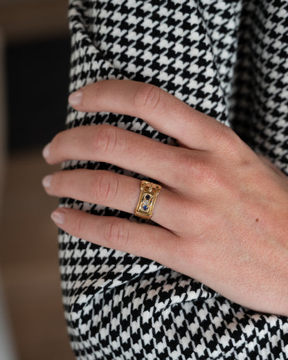 Antique Victorian Sapphire & Diamond Buckle Ring 18k