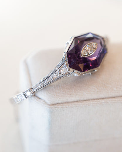 14.91 Vintage Deco Amethyst & Diamond Bracelet 14k