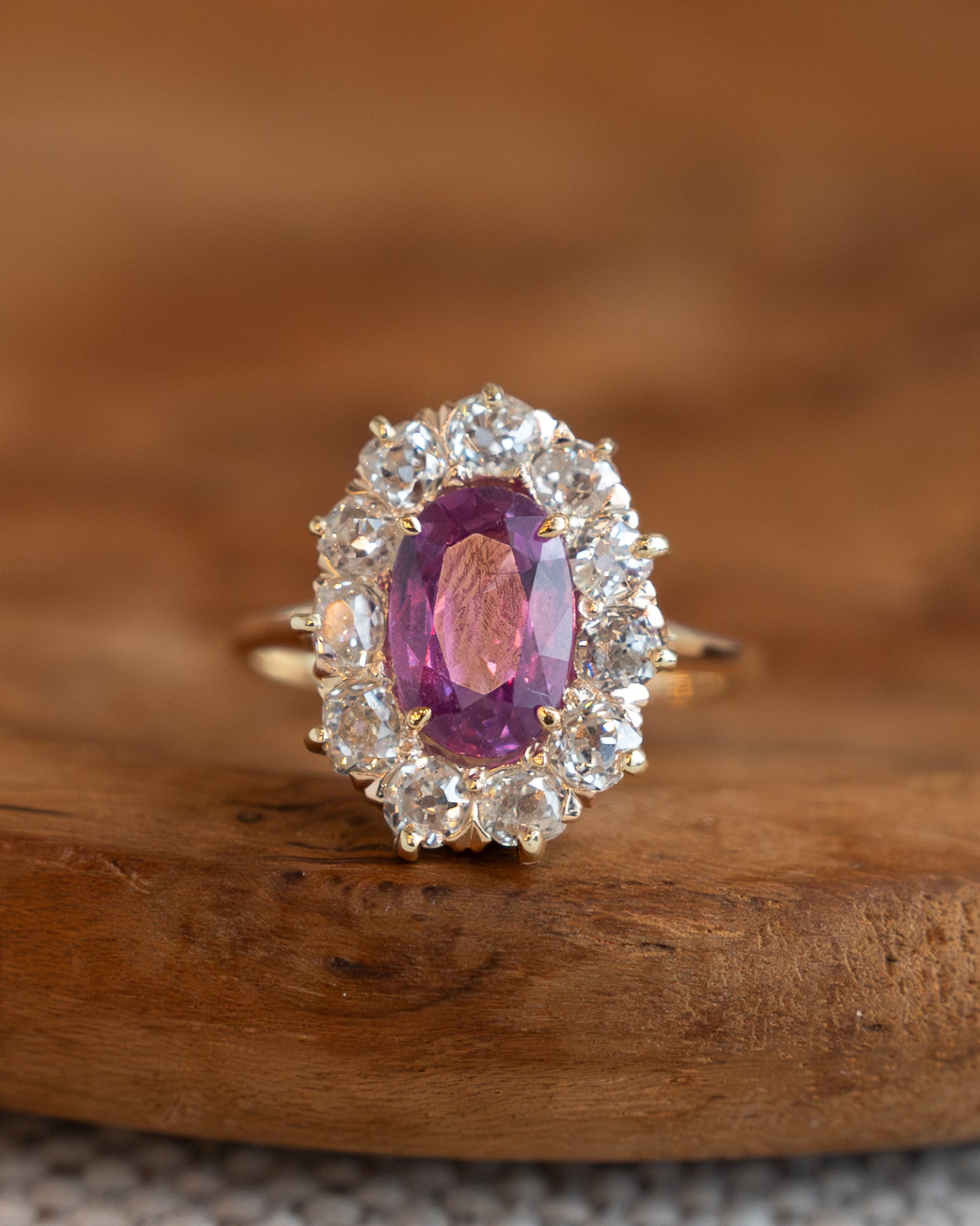 2.09 Antique Victorian Pink Sapphire Engagement Ring 14k
