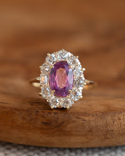 2.09 Antique Victorian Pink Sapphire Engagement Ring 14k