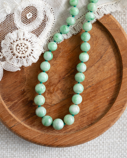 Graduated Beaded Jade Necklace in 14k Yellow Gold