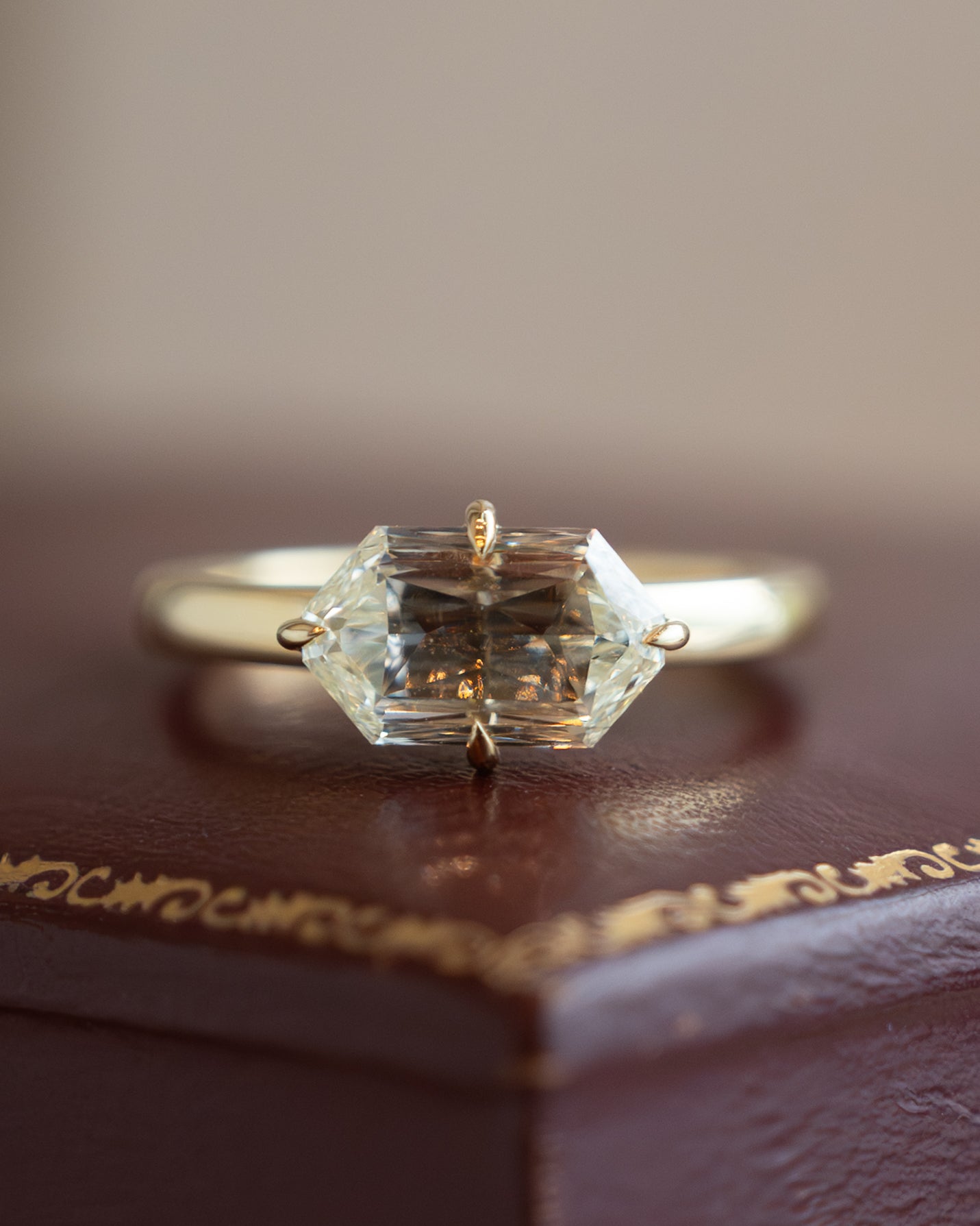 2.03 Hexagon Diamond Engagement Ring in 14k