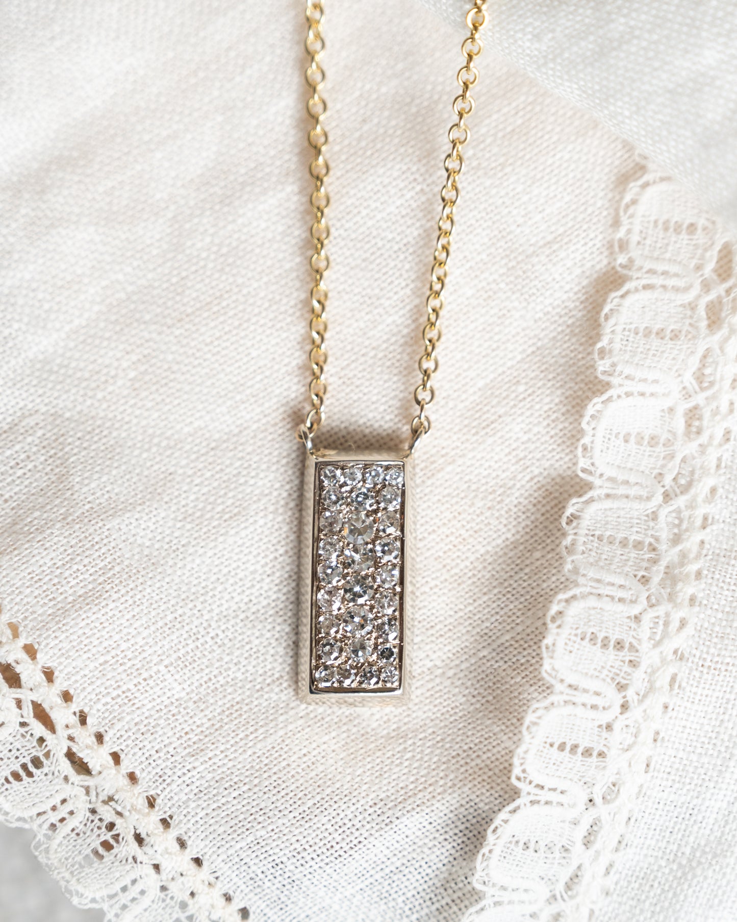 .81 Diamond Bar Pendant Necklace in 14k