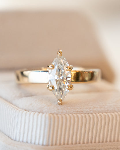 1.14 Marquise Diamond Engagement Ring 14k Yellow Gold