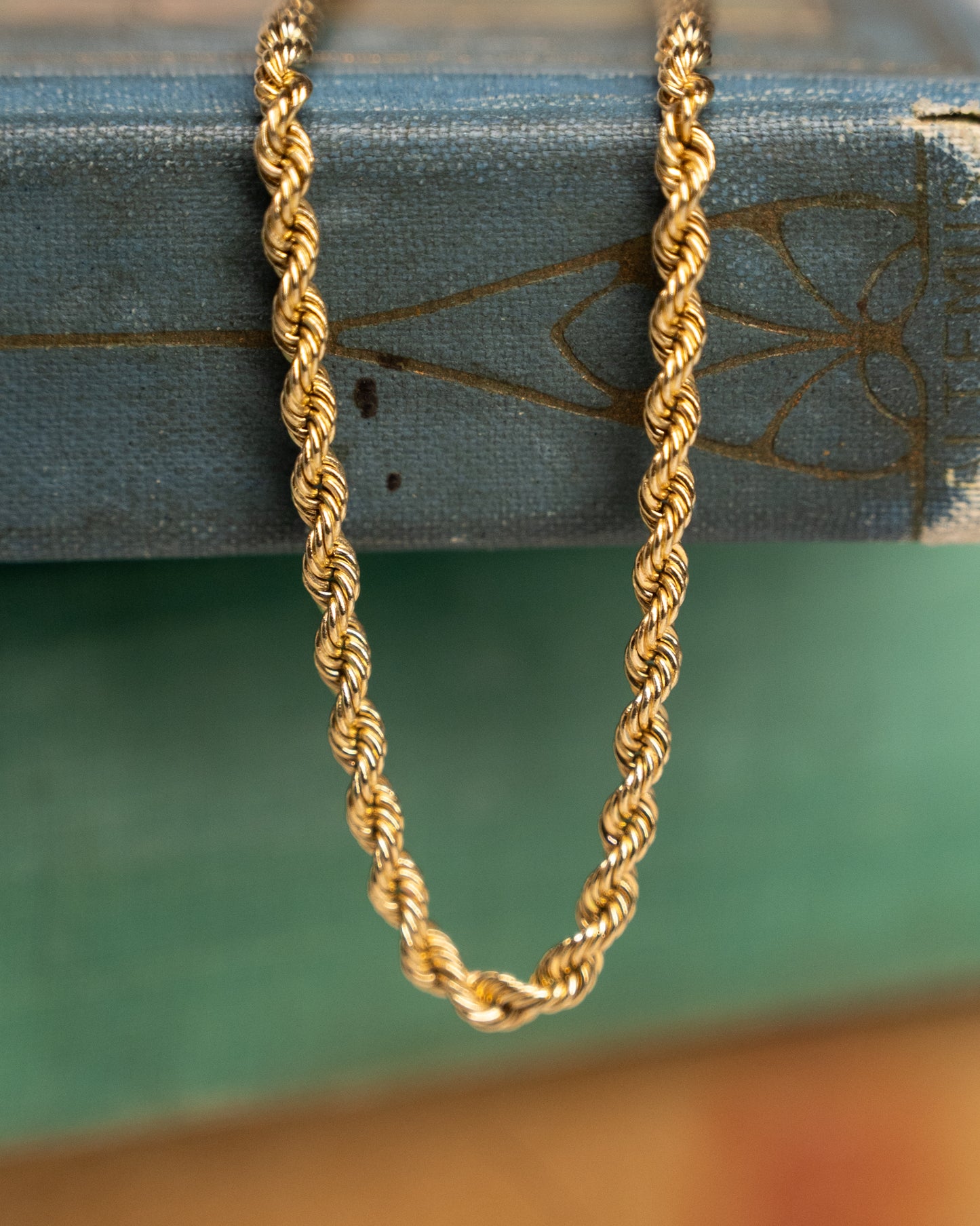16" Diamond Cut Rope Chain Necklace 14k Yellow Gold