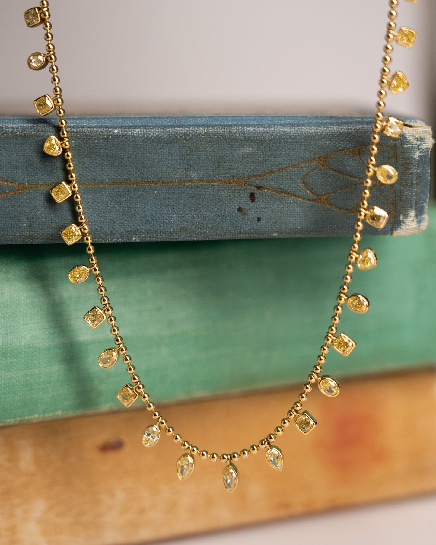 3.21 Fancy Yellow Mixed Diamond Drop Necklace 18k