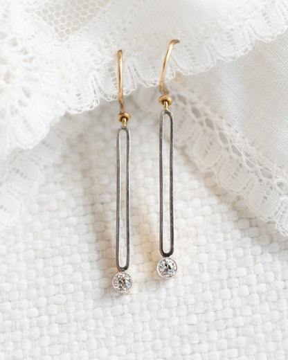 .22 Antique Art Deco Diamond Drop Earrings in 18k/Platinum