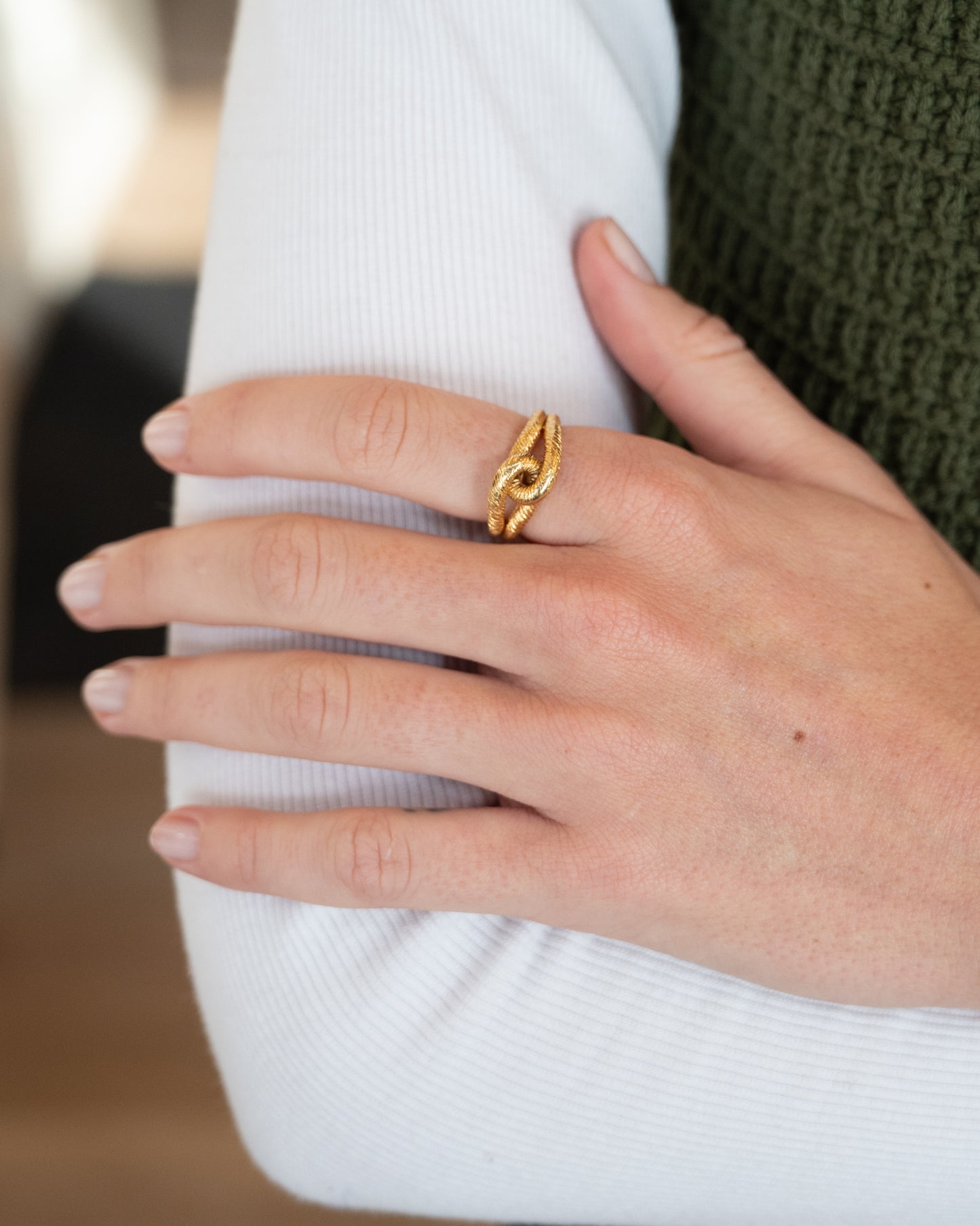 Textured Knotted Cocktail Ring in 18k Yellow Gold