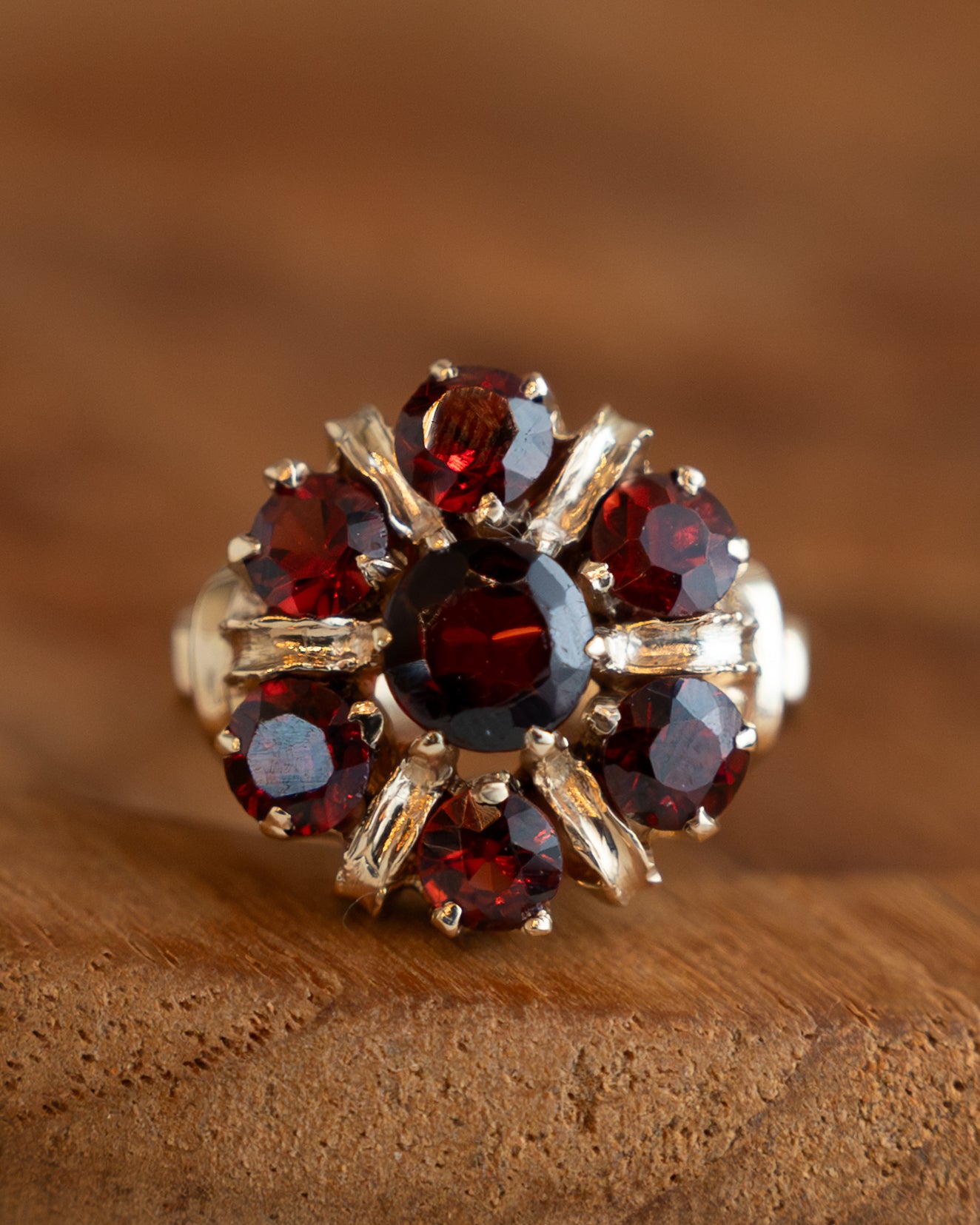 2.46 Vintage 1960s Garnet Cocktail Ring in 10k