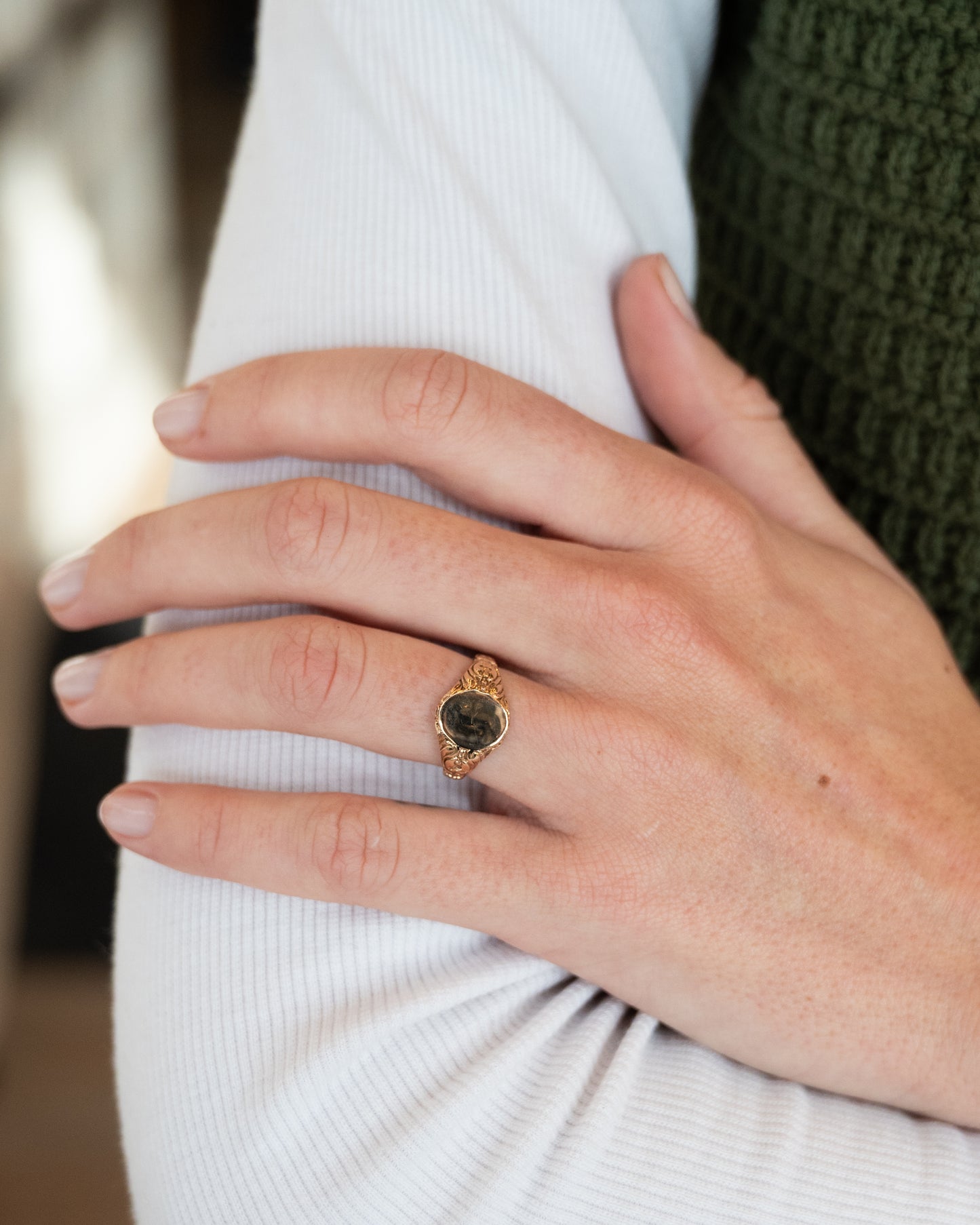 Antique Victorian Oval Signet Ring 14k Rose Gold