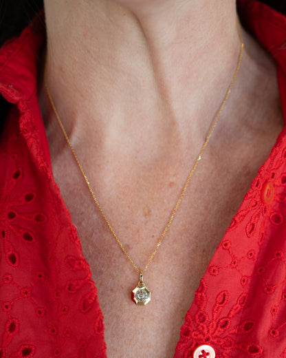 1.12 Hexagon Cut Diamond Pendant in 18k Yellow Gold