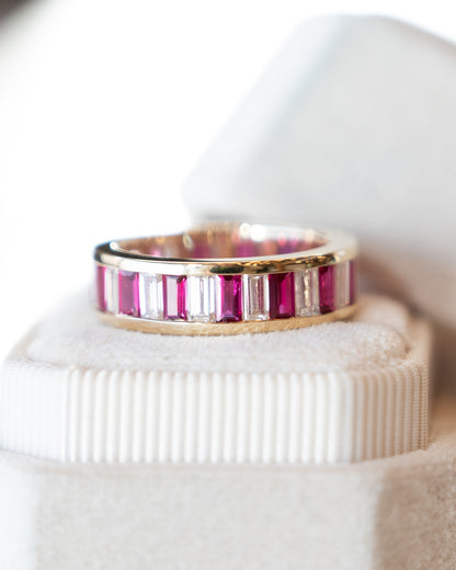 Diamond & Ruby Eternity Band in 14k Yellow Gold