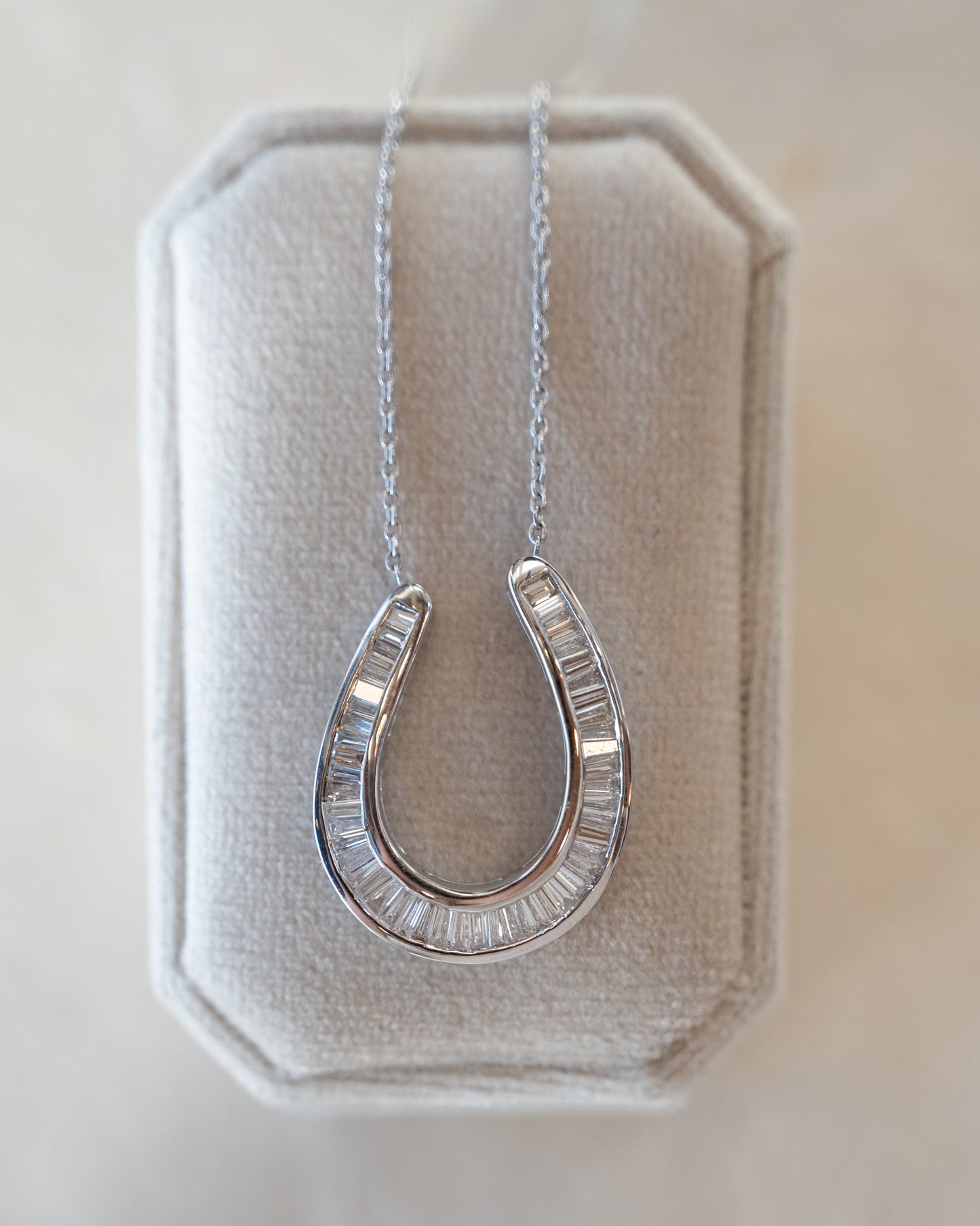 1.50 Baguette Diamond Horseshoe Pendant 18k