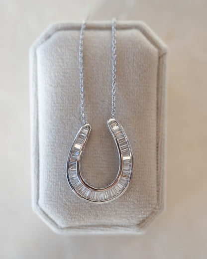 1.50 Baguette Diamond Horseshoe Pendant 18k