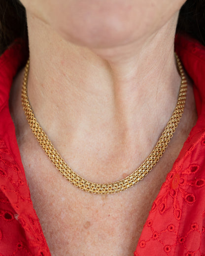16" Mesh Collar Necklace in 14k Yellow Gold