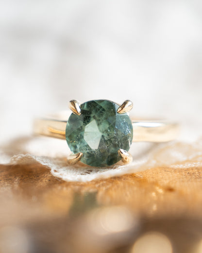 2.35 Green Tourmaline Engagement Ring in 14k Yellow Gold