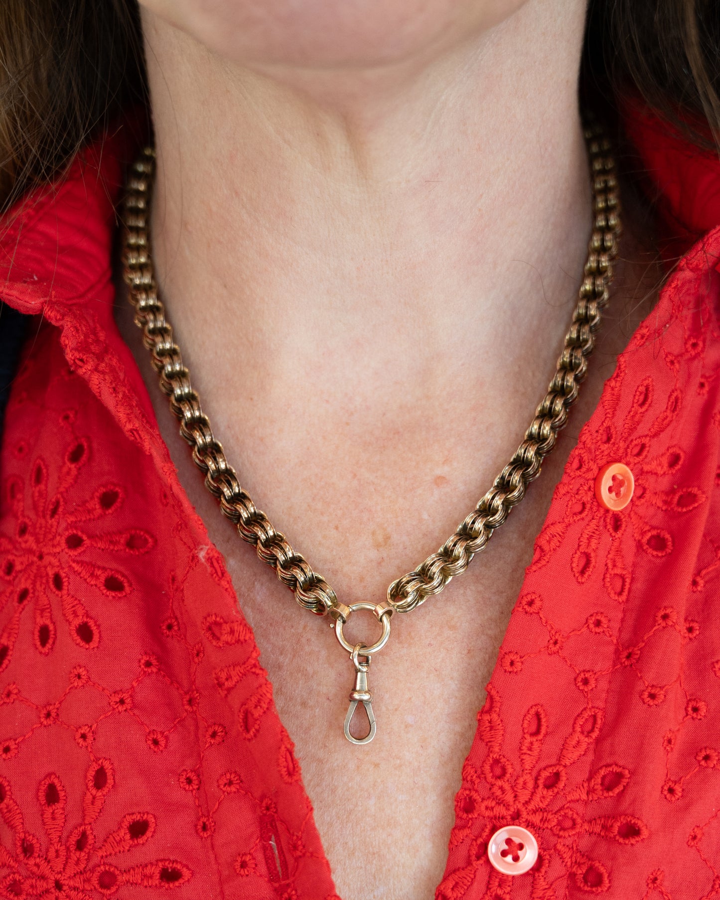 18" Antique Victorian Rolo Chain Necklace in 9k Rose Gold