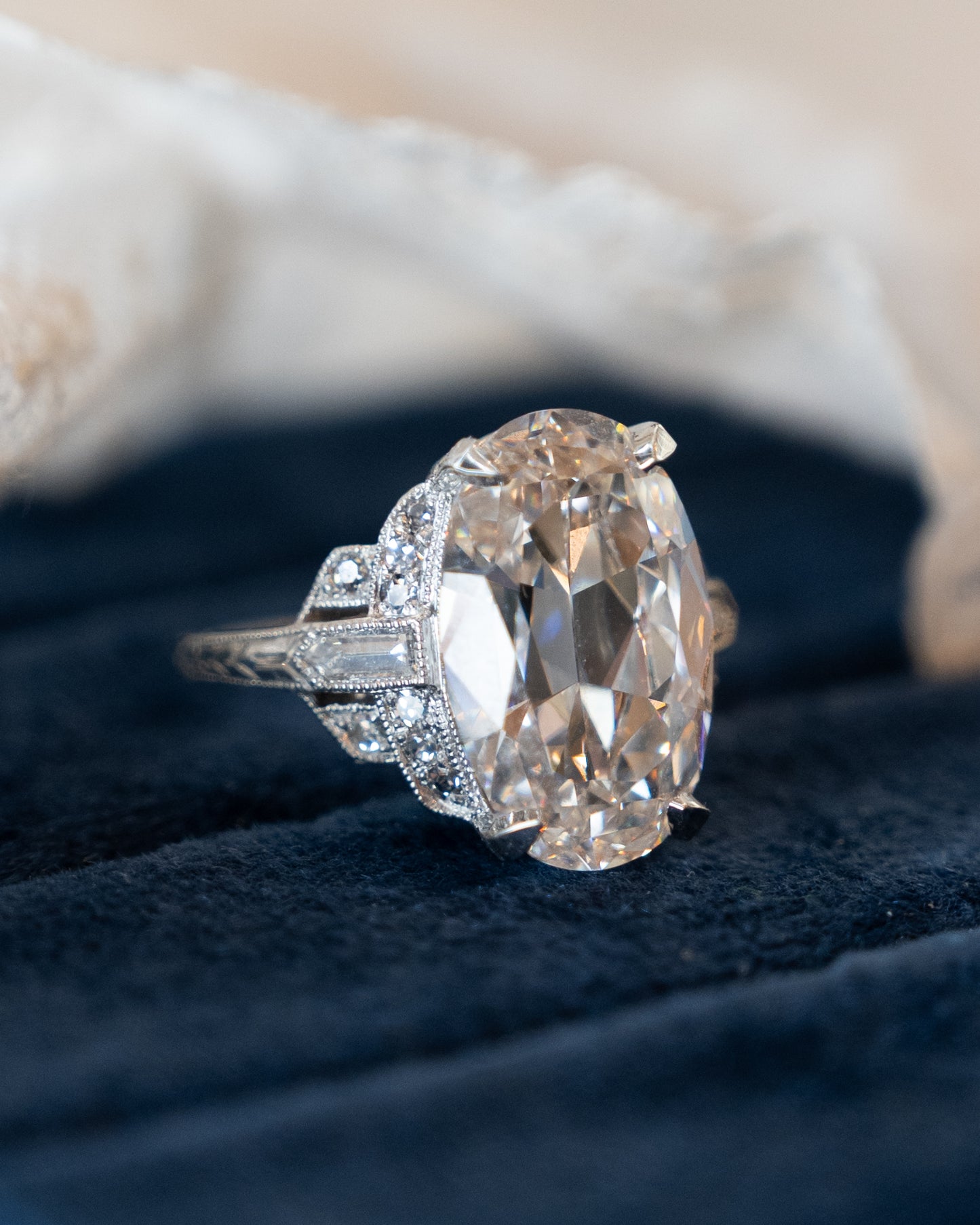 7.22 Art Deco Type IIA Diamond Engagement Ring Platinum