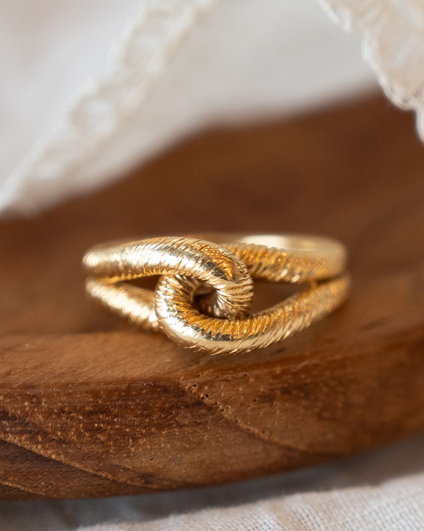 Textured Knotted Cocktail Ring in 18k Yellow Gold