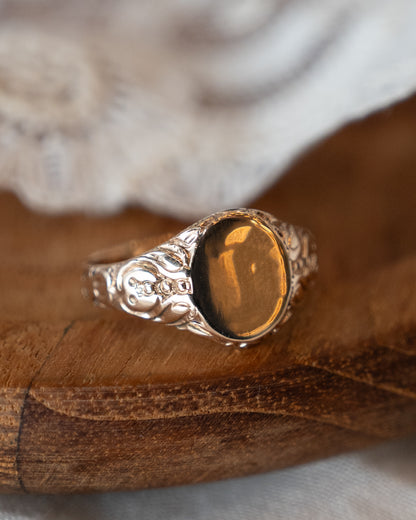 Antique Victorian Oval Signet Ring 14k Rose Gold