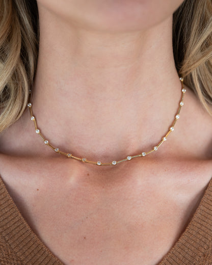 4 Carat Diamond Station Necklace 18k Yellow Gold