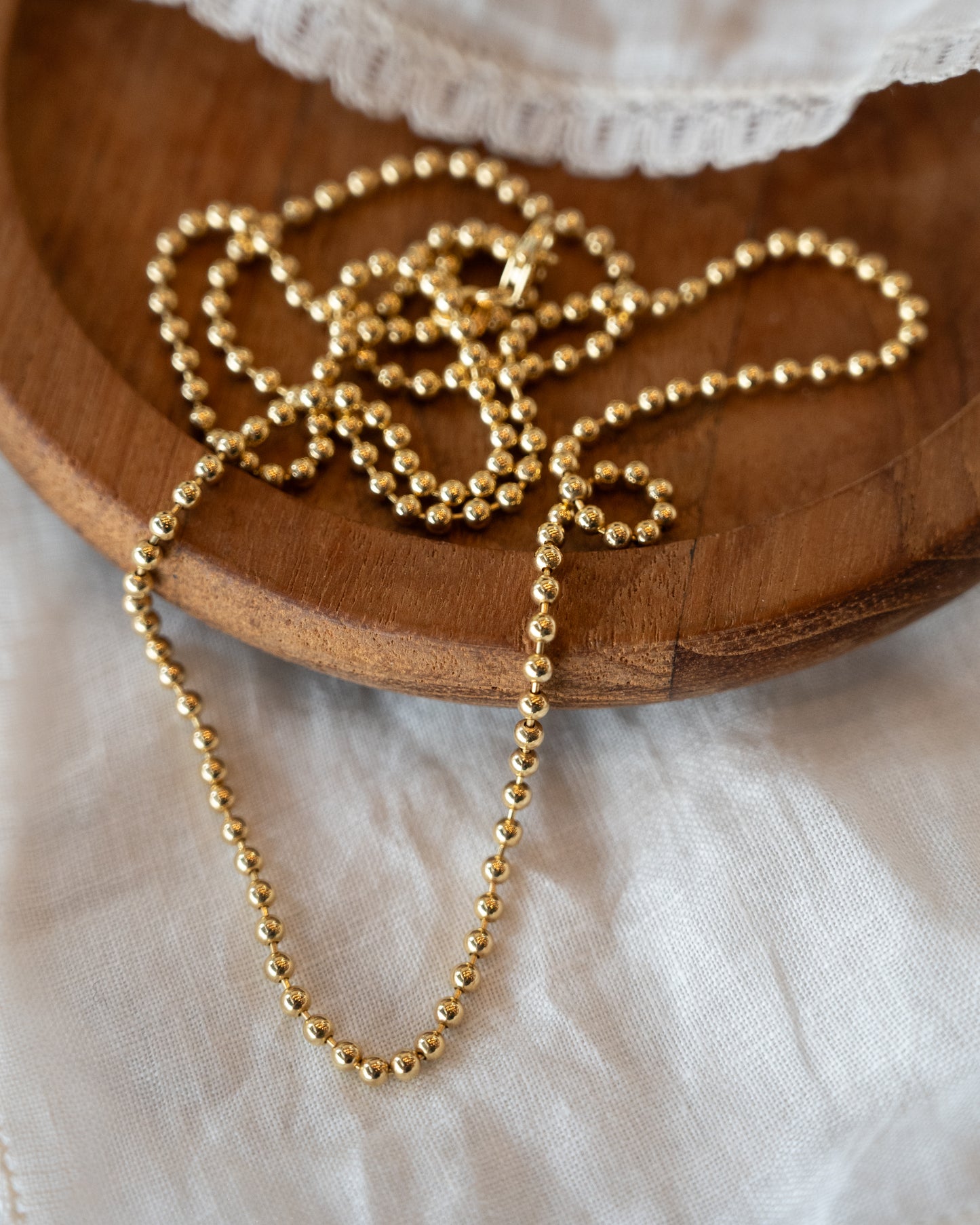 24" Beaded Chain Necklace 14k Yellow Gold