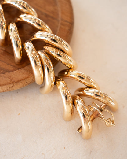 Wide 1980s Link Bracelet in 14k Yellow Gold