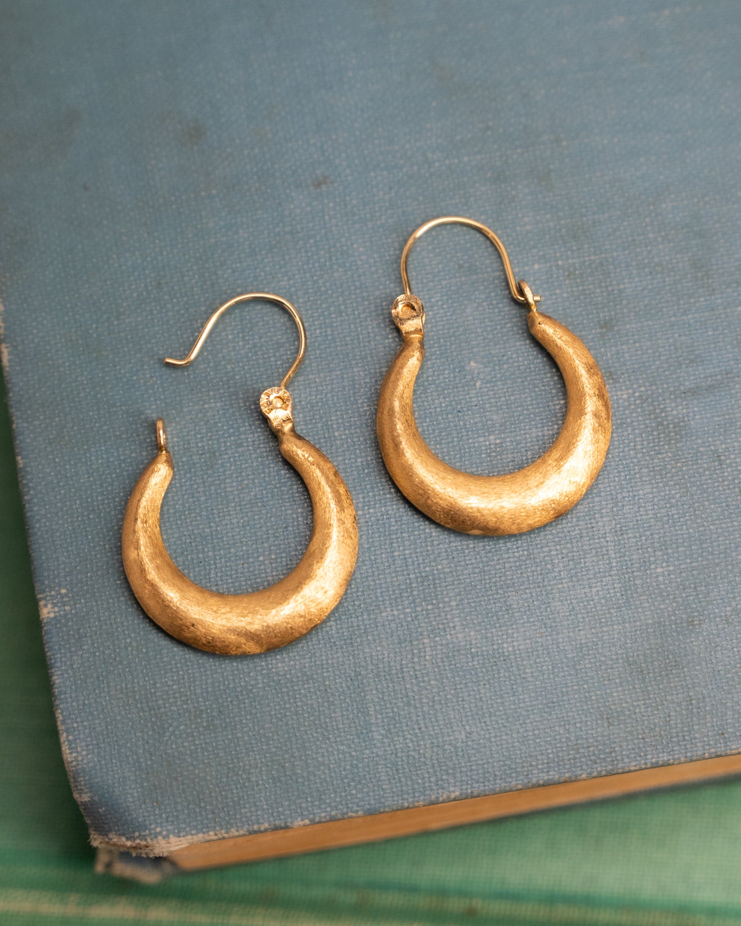 Satin Finish Hoop Earrings 14k Yellow Gold