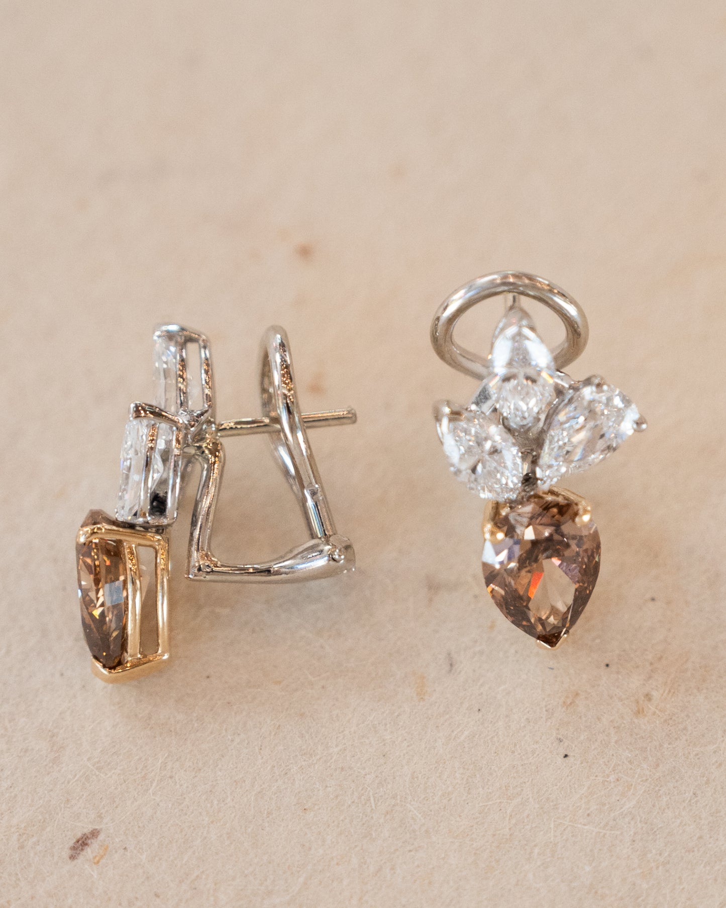 4.99 Diamond Cluster Stud Earrings Two-Tone 14k