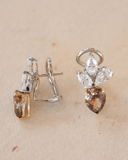 4.99 Diamond Cluster Stud Earrings Two-Tone 14k