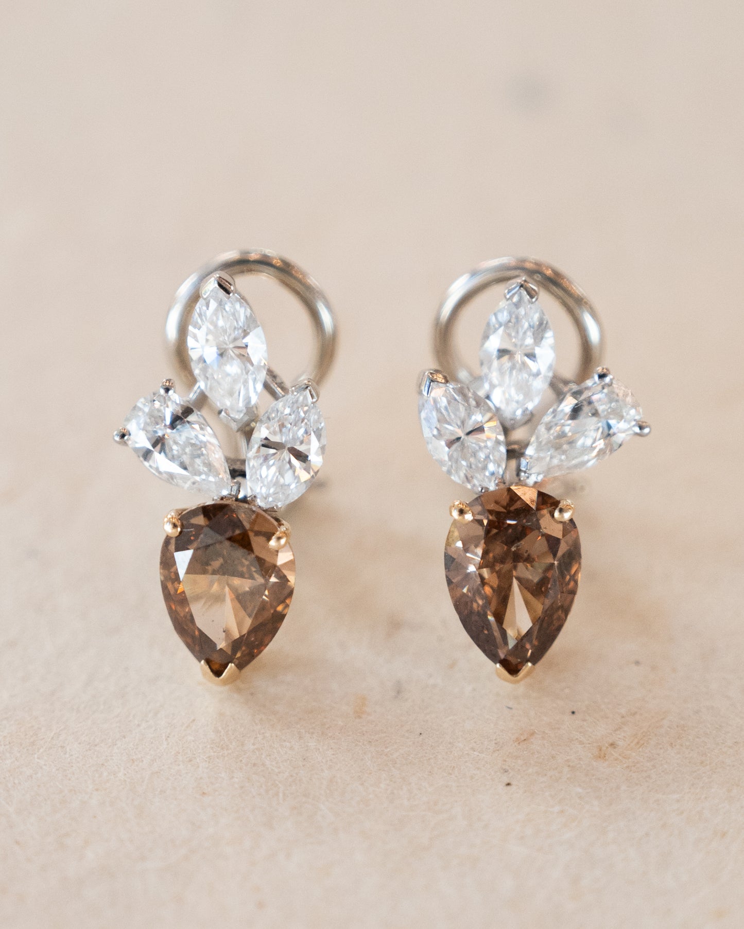 4.99 Diamond Cluster Stud Earrings Two-Tone 14k