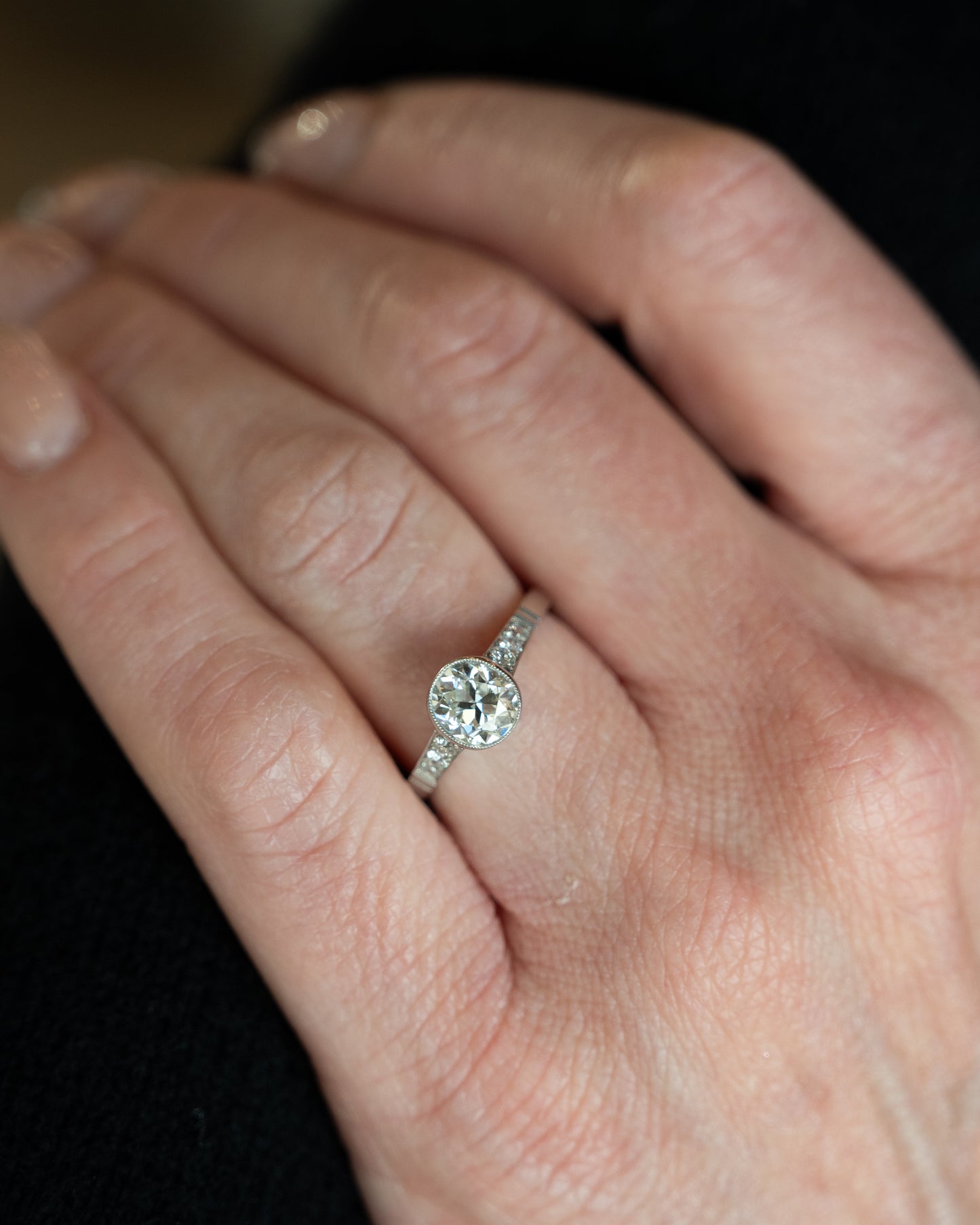 1.16 Old European Diamond Engagement Ring Platinum