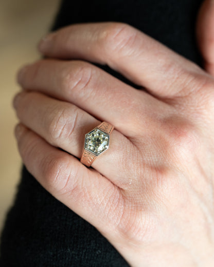 1.80 Art Deco Mens Diamond Ring in 14k Rose/White Gold