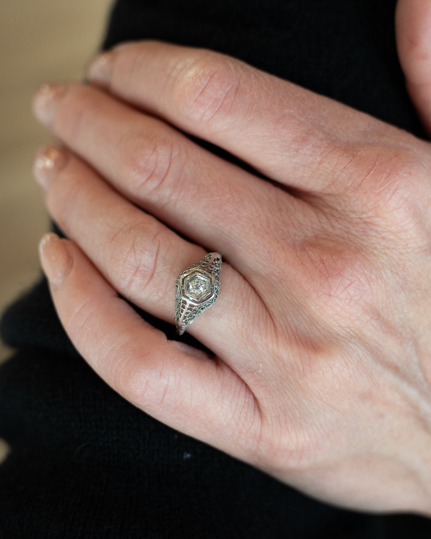 .15 Vintage Art Deco Diamond Engagement Ring 18k