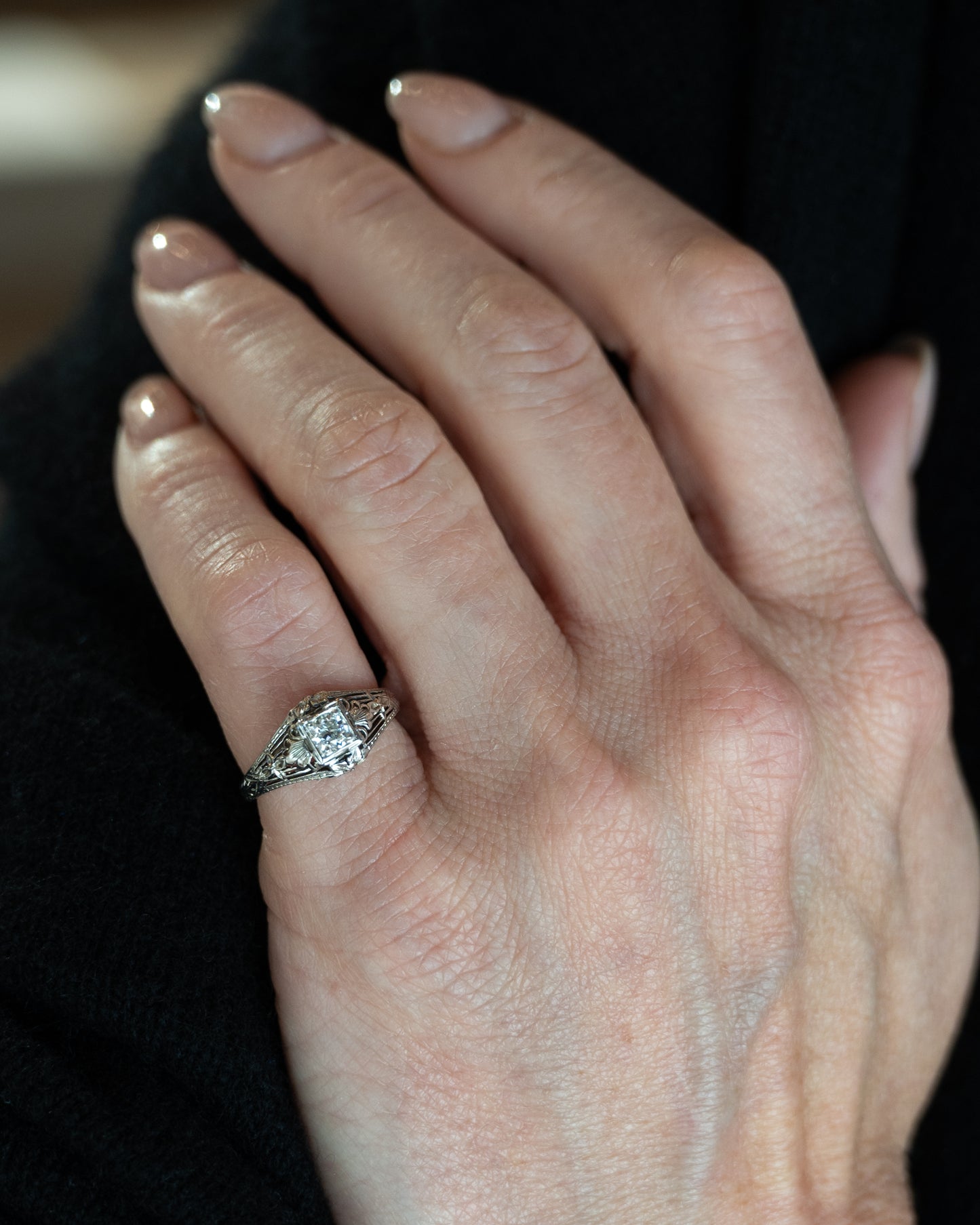 .24 Antique European Diamond Engagement Ring 18k