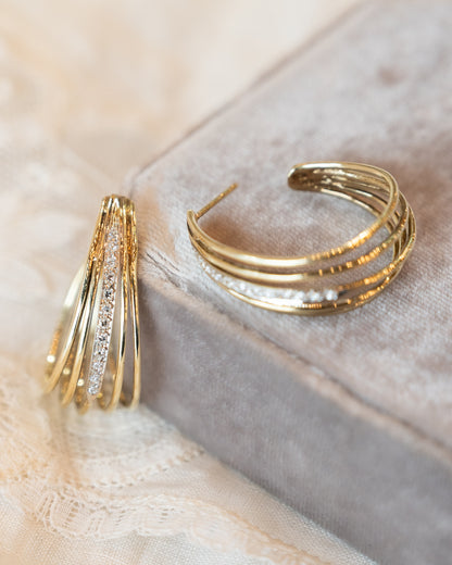 .24 Vintage Diamond Two-Tone Hoop Earrings 14k