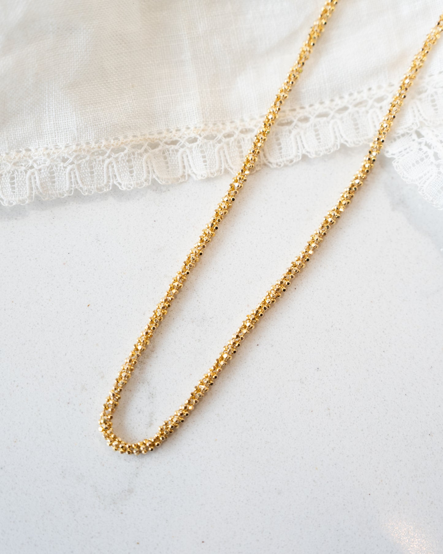 18 Inch Beaded Chain Necklace in 14k Yellow Gold
