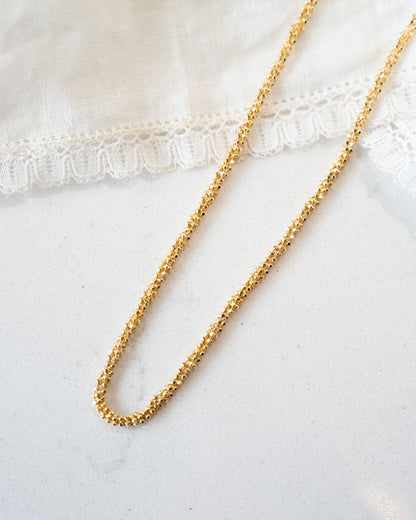 18 Inch Beaded Chain Necklace in 14k Yellow Gold