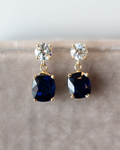 4.52 Cushion Sapphire & Diamond Drop Earrings 14k