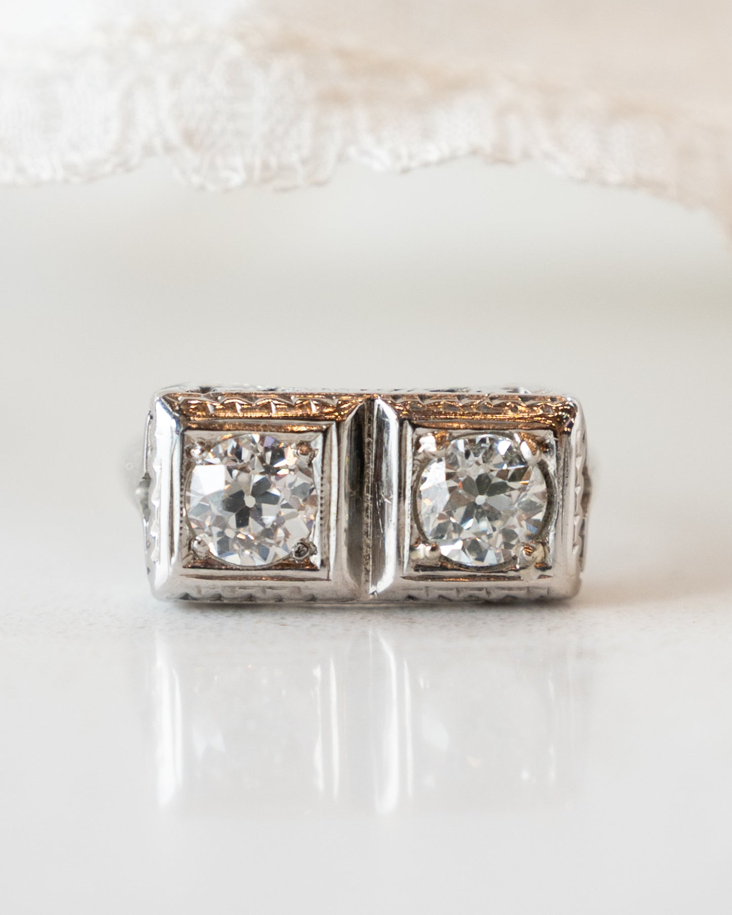 .95 Antique European Diamond Cocktail Ring 18k