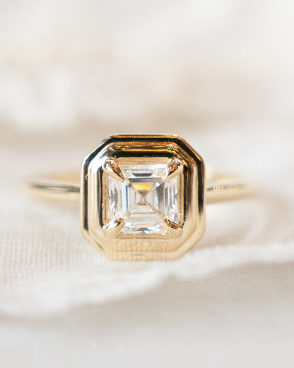 .95 Asscher Diamond Engagement Ring in 14k Yellow Gold