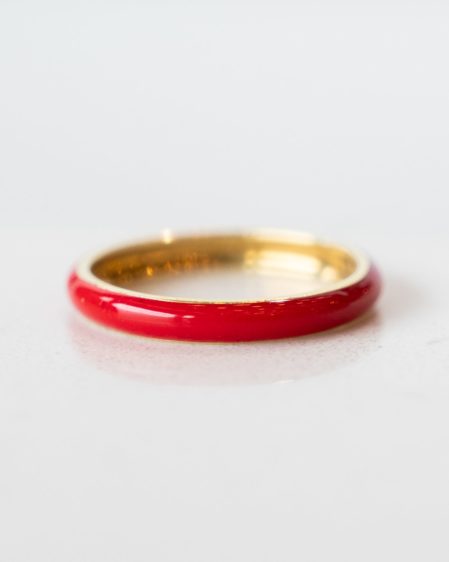 3mm Red Enamel Stacking Ring in 14k Yellow Gold