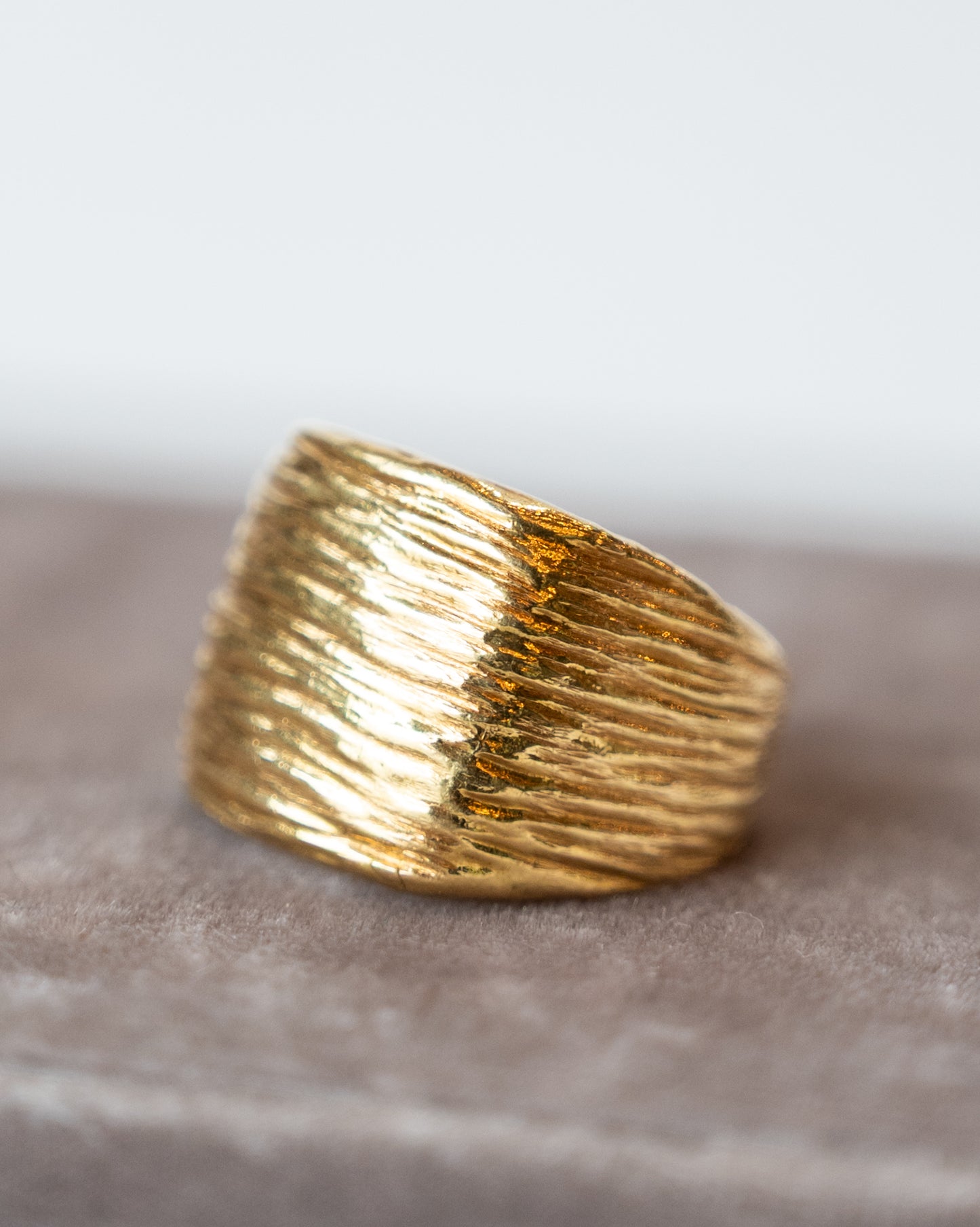 Organic Ridge Texture Statement Ring in 18k