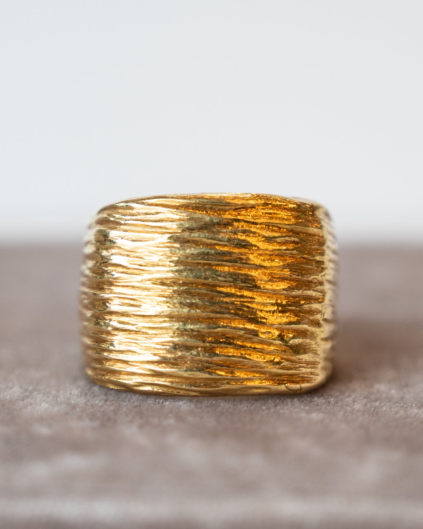 Organic Ridge Texture Statement Ring in 18k
