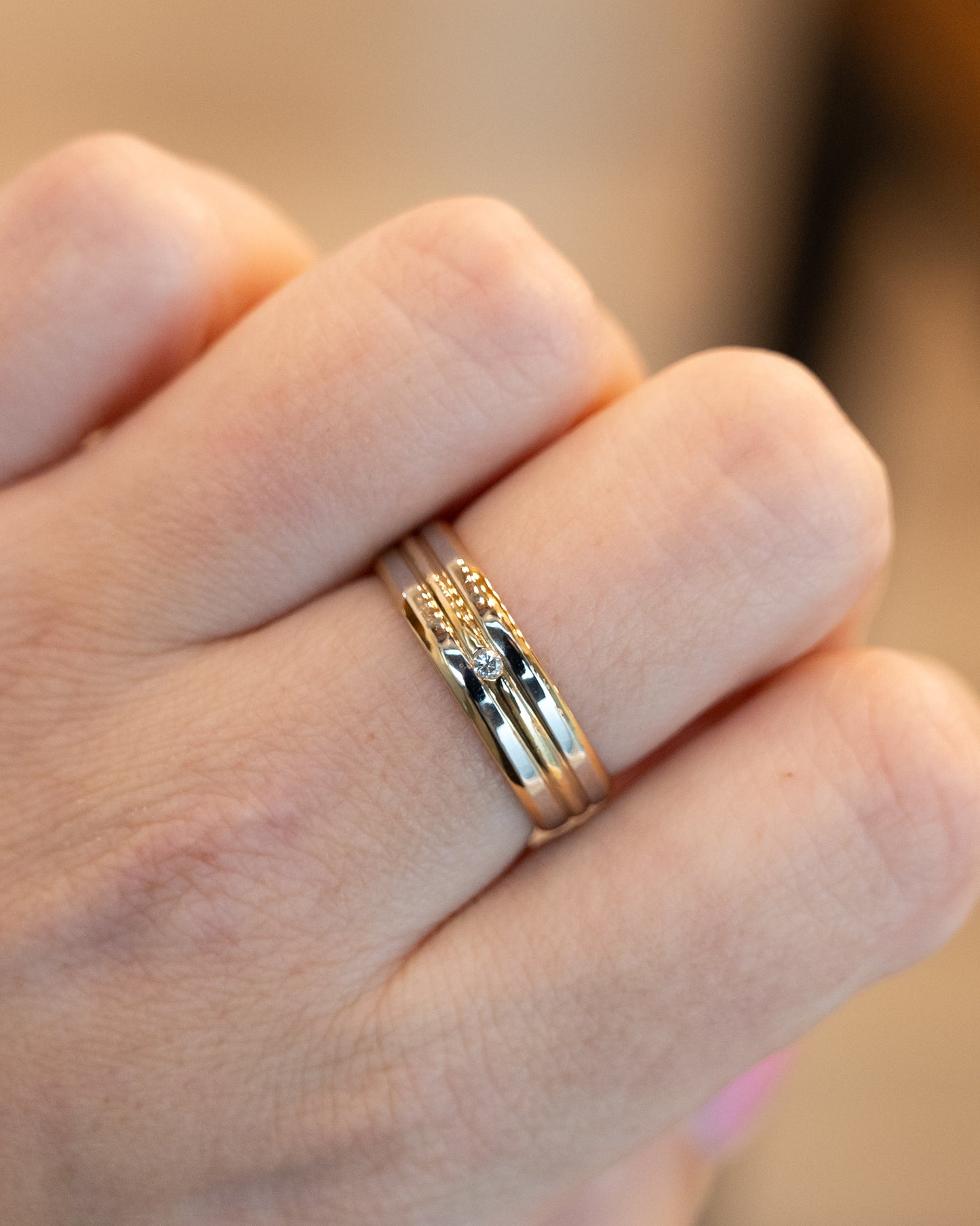 6mm Mens Diamond Two-Tone Wedding Band in 18k