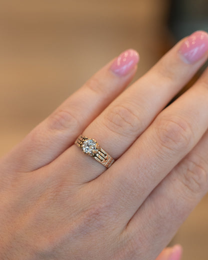 .65 Victorian Diamond Engagement Ring in 14k Rose Gold