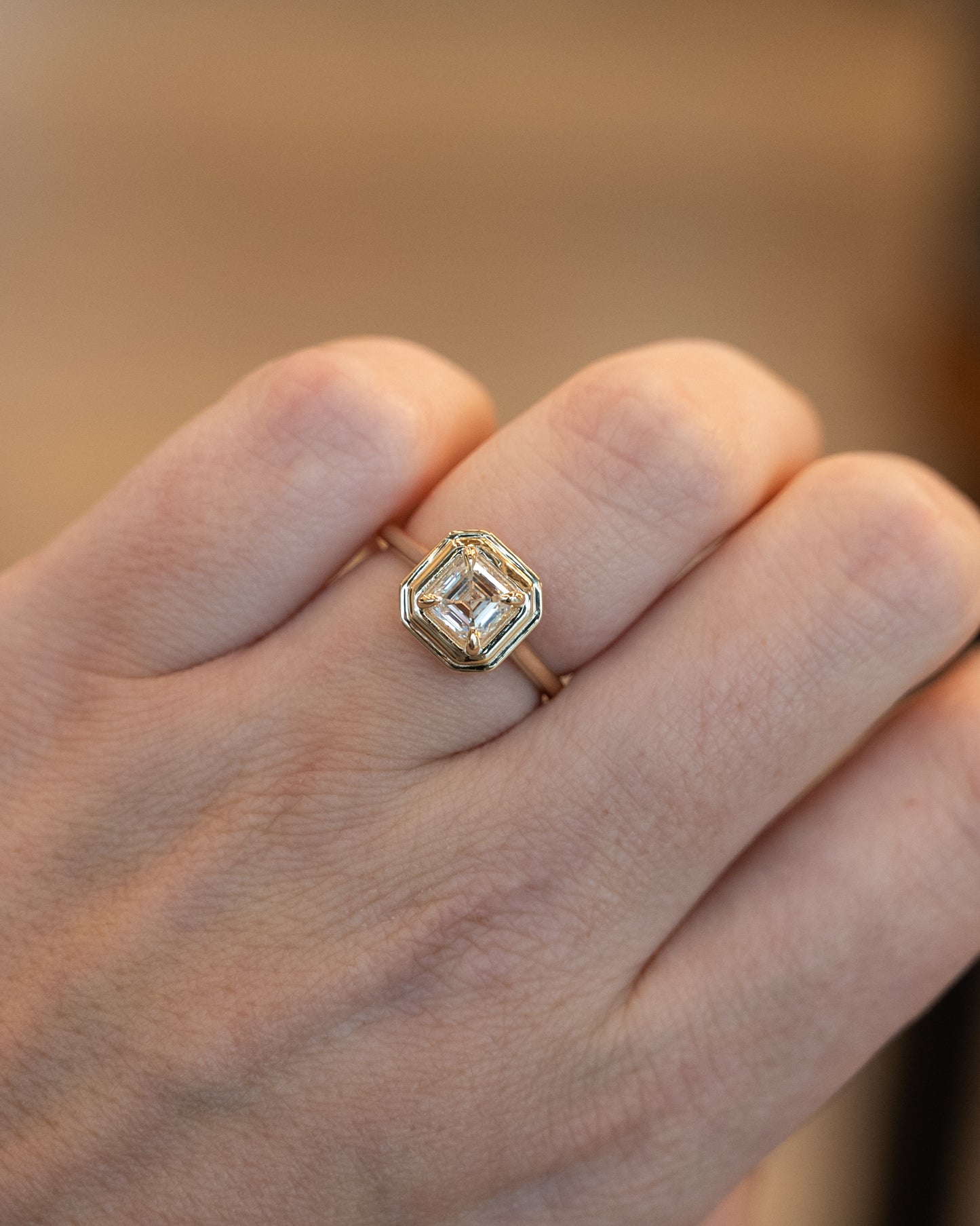 .95 Asscher Diamond Engagement Ring in 14k Yellow Gold