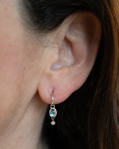 Wendy Walker Moonstone & Diamond Earrings in Platinum