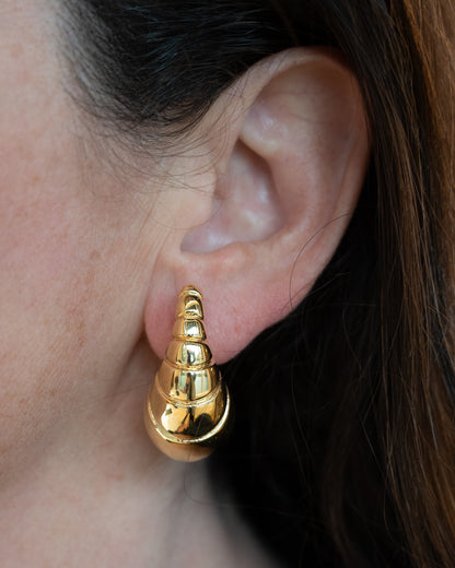 Textured Puffy Hoop Earrings in 14k Yellow Gold